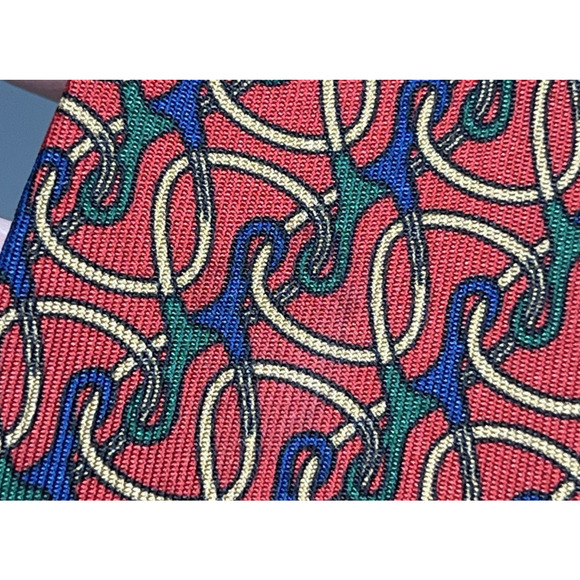 Vintage Burberrys' Silk Tie Red Abstract Mens Necktie Made in England 3.5"X56" - Picture 7 of 12